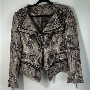 Fashion SX Stylish Snake Print Leather Jacket